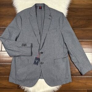 Cremieux Moon Fabric Houndstooth Blazer Jacket Mens Size XL Wool Cotton Cashmere